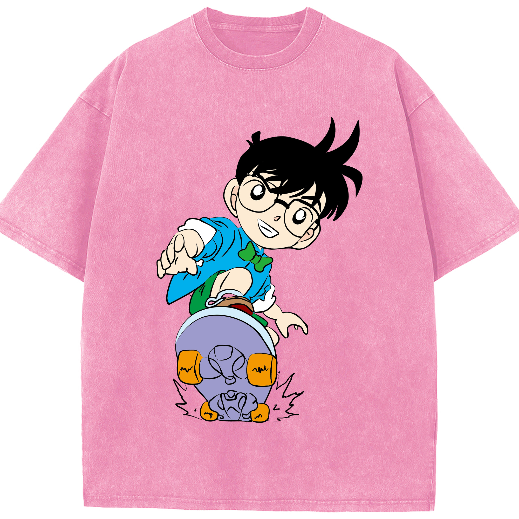（画像用） 名探偵コナン 江戸川 コナン Detective Conan Conan Edogawa 綿100% ヴィンテージ風 半袖Tシャツ（フロントプリント）